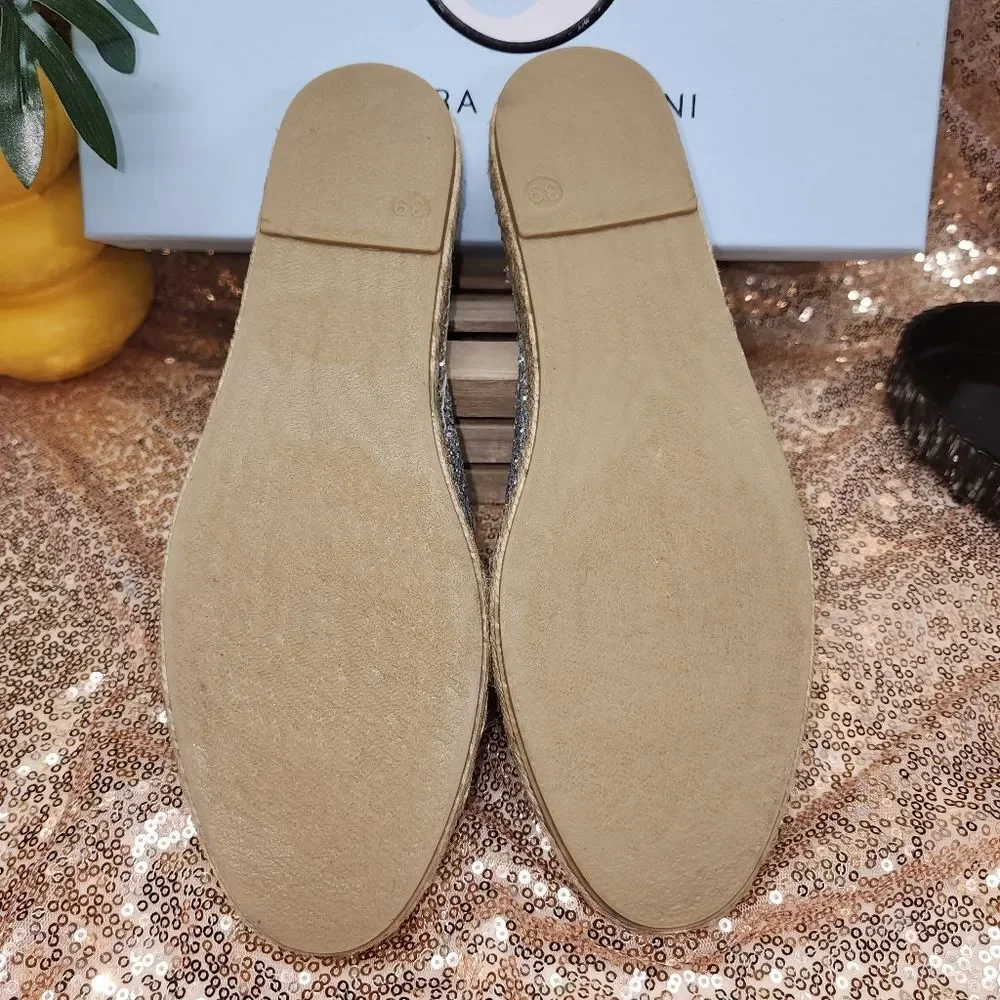 CHIARA FERRAGNI Glitter Espadrille Mules In Silver